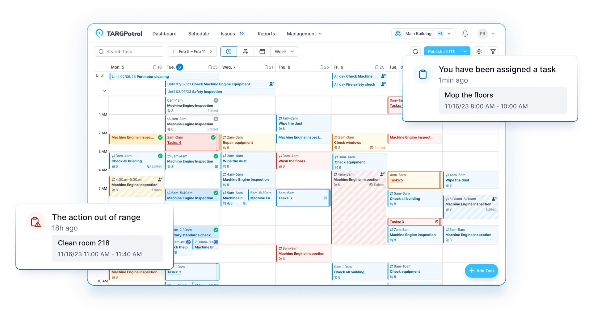 Task schedules in TARGPatrol