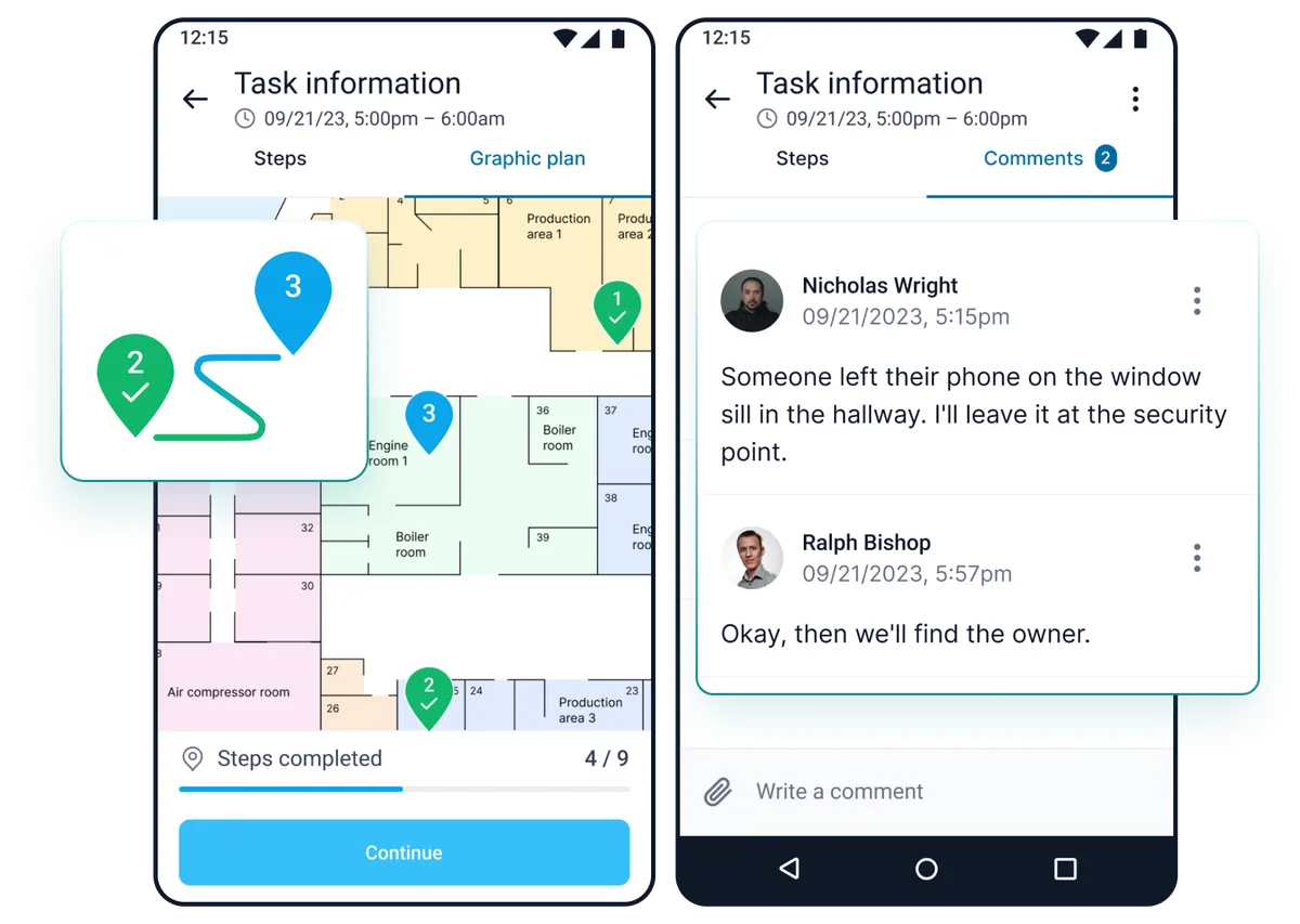On-site task management with maps and comments