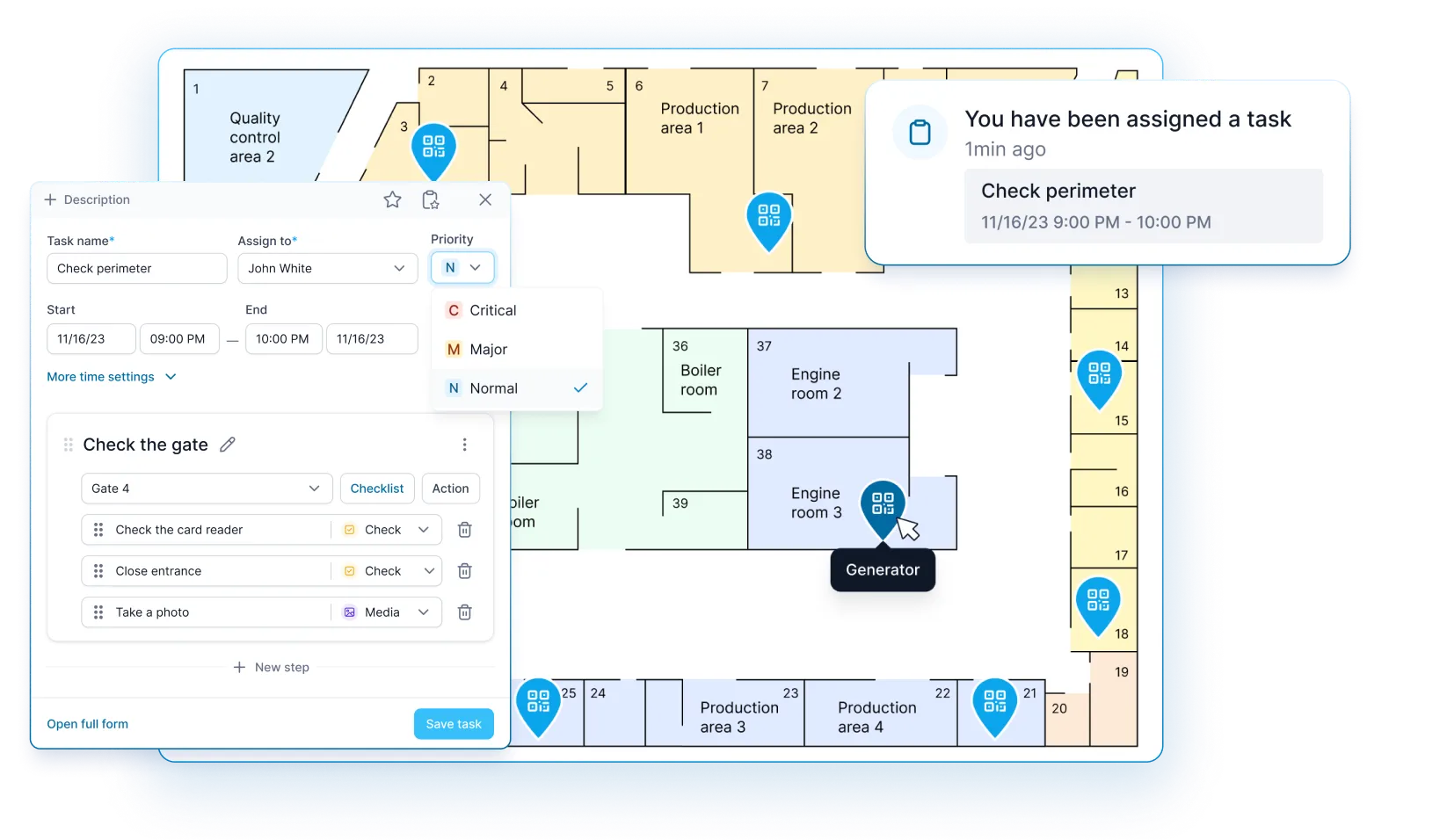 Dashboard of TARGControl web application designed for organizing and monitoring patrol tours