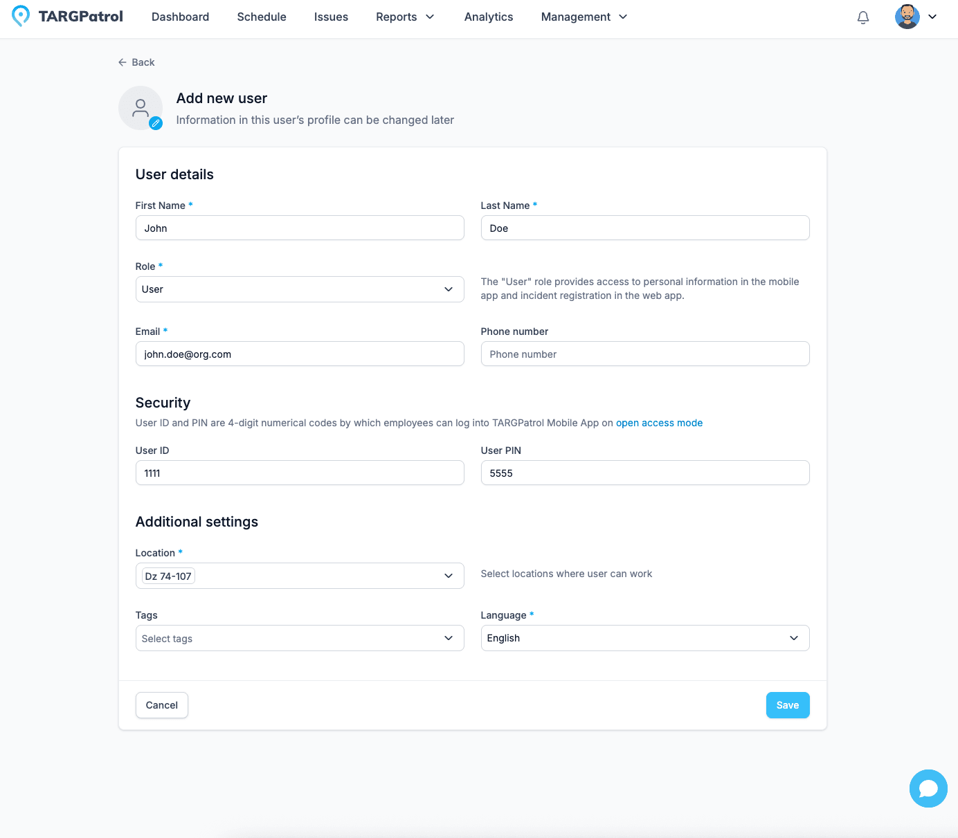 Creating a User