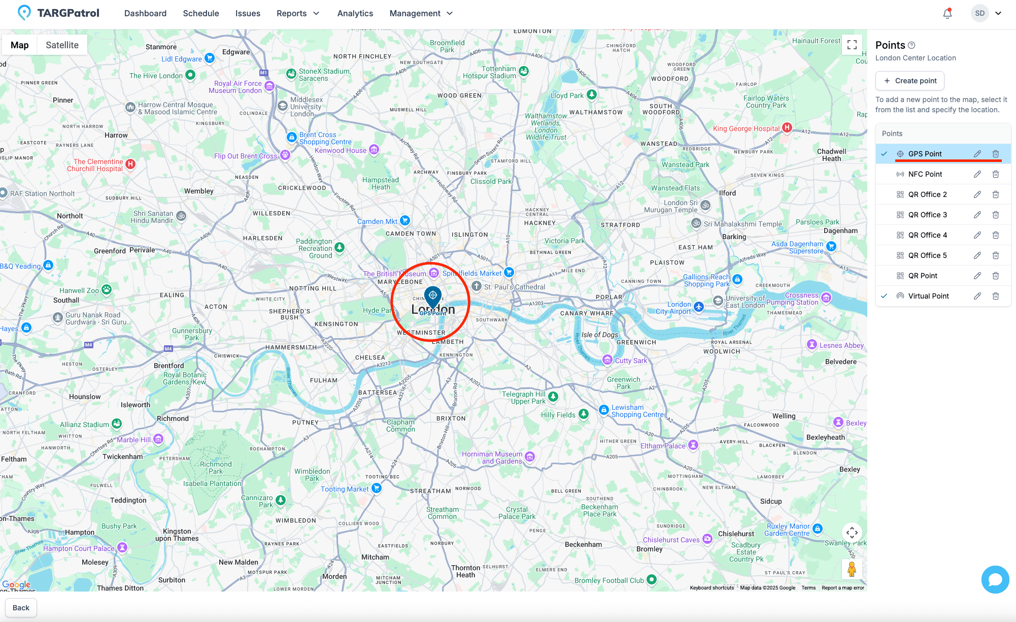 Point creation popup