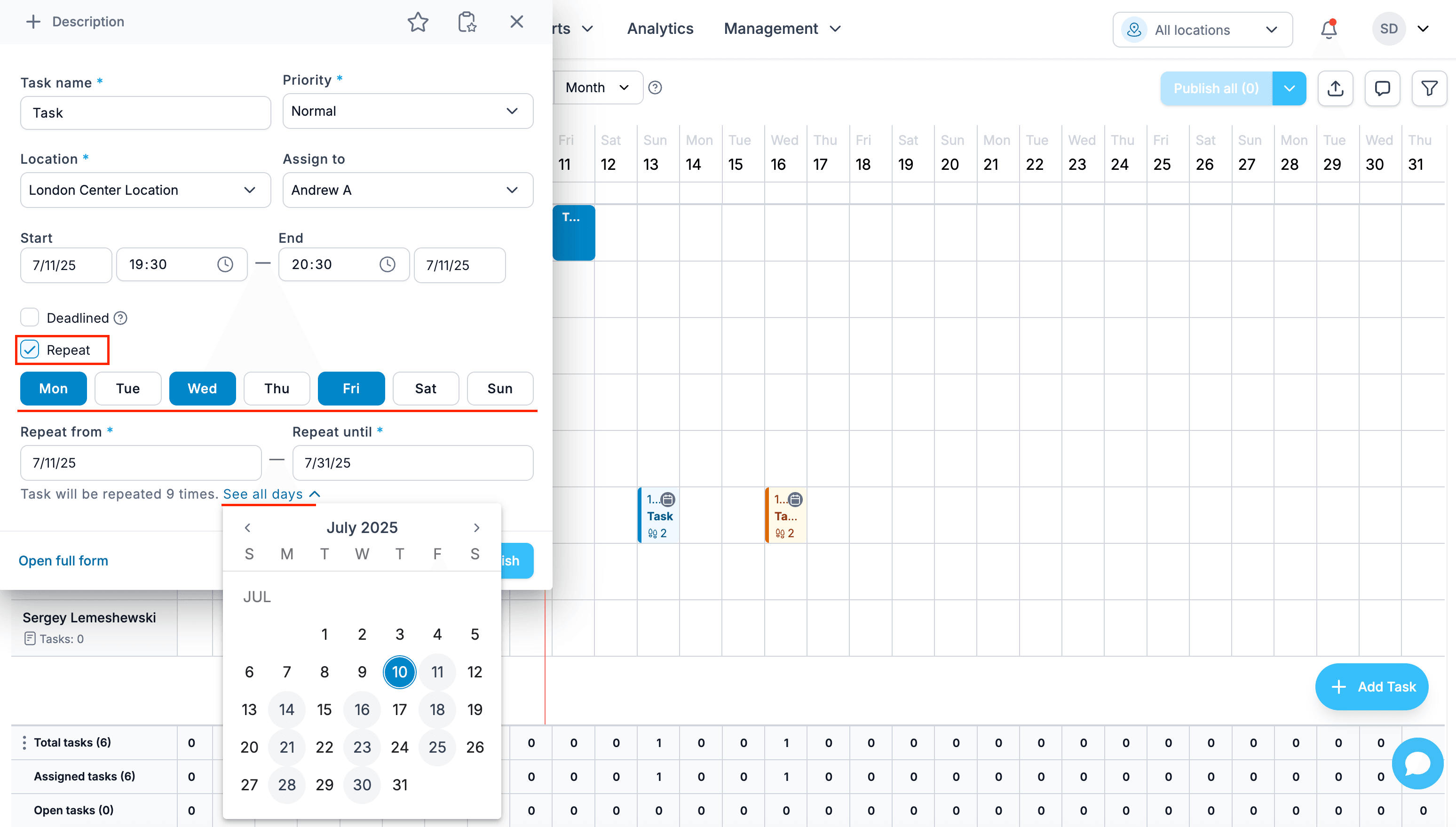 Repeat Tasks