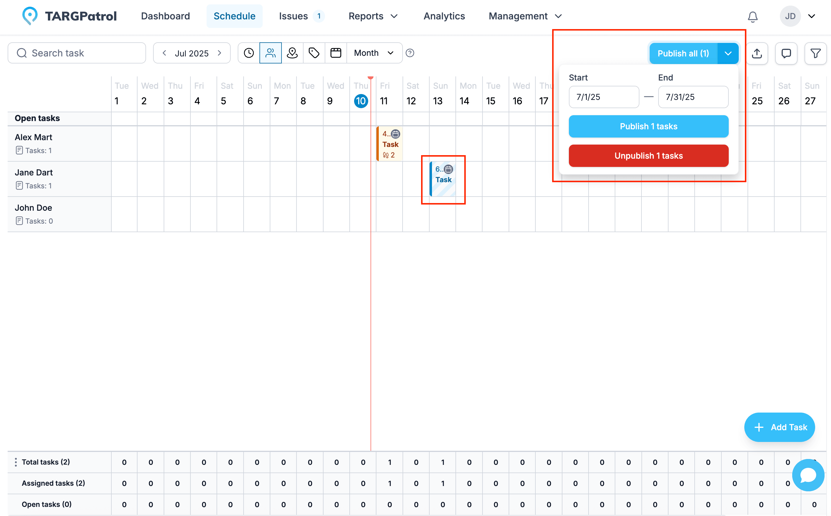 Publishing Tasks